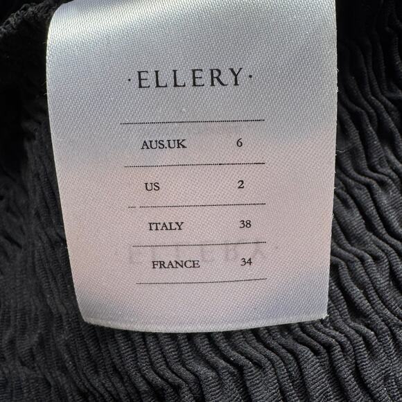ELLERY Black Crinkle Shirred Top - Picture 9 of 9